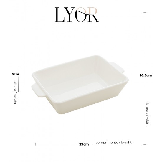 Refratário 29x16,5x5cm Porcelana Com Alça Basic Branco